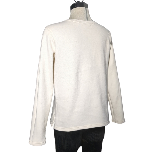 Basic Edition Ivory Flowers Embroidery OverSize Top Size S - Picture 3 of 9